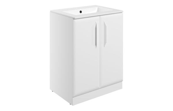 Stafford 615mm Floor Standing 2 Door Basin Unit w/1TH Basin - Matt White